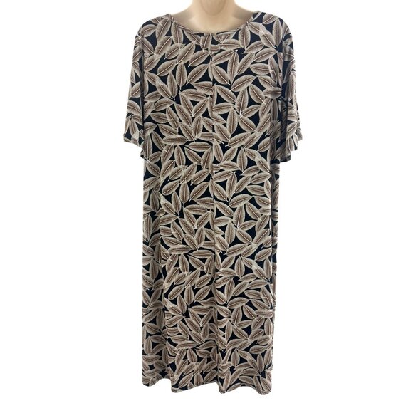 Catherines Fall Leaf Print Cutout Shift Dress Flutter Sleeves Size 1X 16 18 Plus - Picture 4 of 8